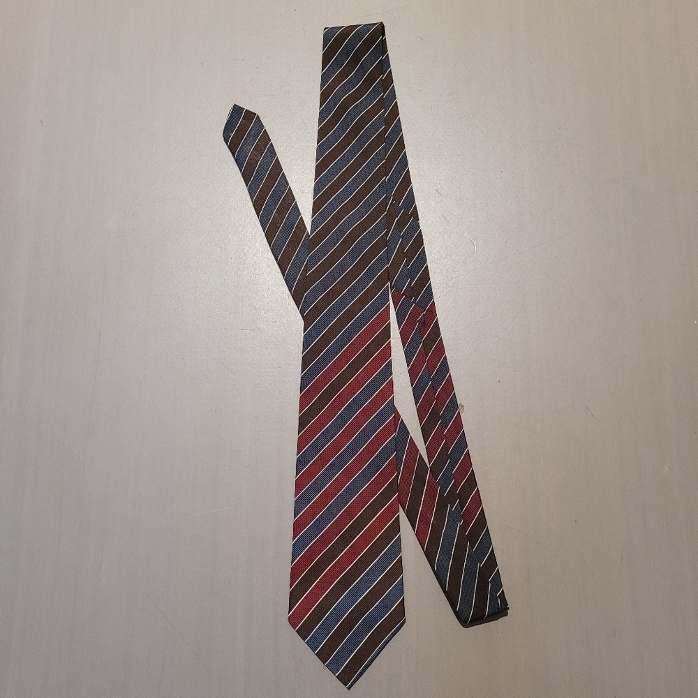 Vintage Mens Red Blue and Brown Tie Necktie
